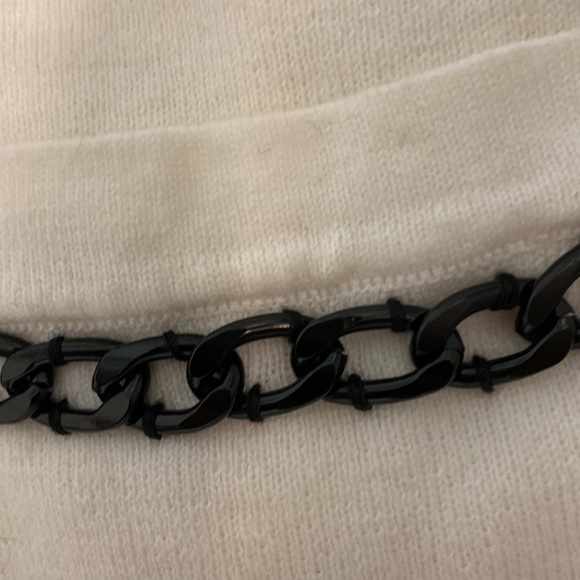 Milly Ivory Black Chain Cotton Wool Cardigan Large NWT - Picture 4 of 6